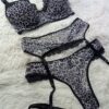 LH040 Set de bra de copas + liguero + panty