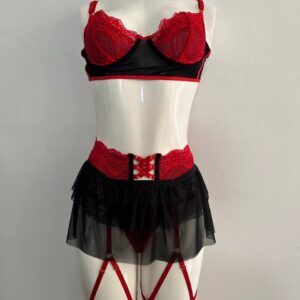 BPLH061 Set confeccionado bra + liguero de falda + panty