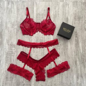 BPLH062 Set conf. Bra + liguero de encaje en pierna + cachetero mini